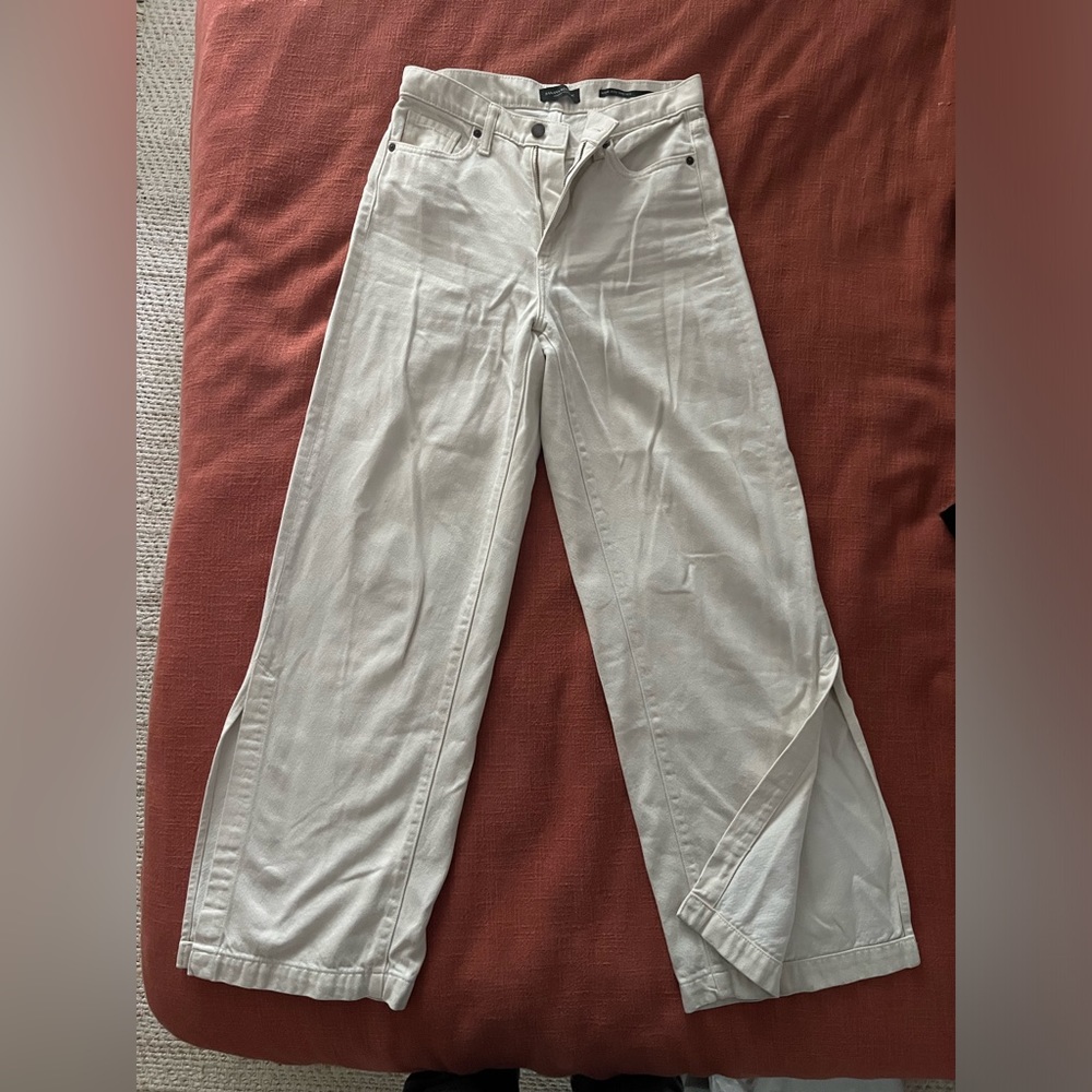 Banana Republic High Rise Wide Leg White Jeans